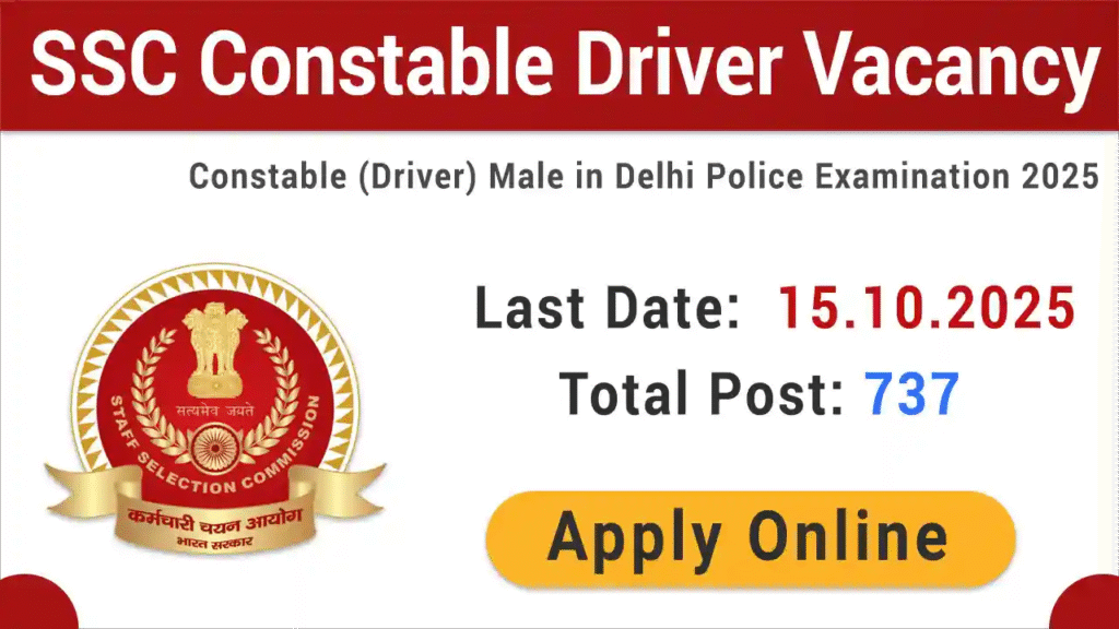 SSC Delhi Police Constable (Driver) Vacancy 2025