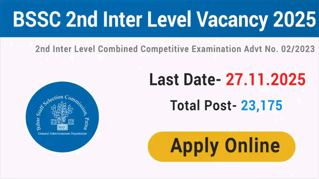 BSSC Bihar 2nd Inter Level Vacancy  